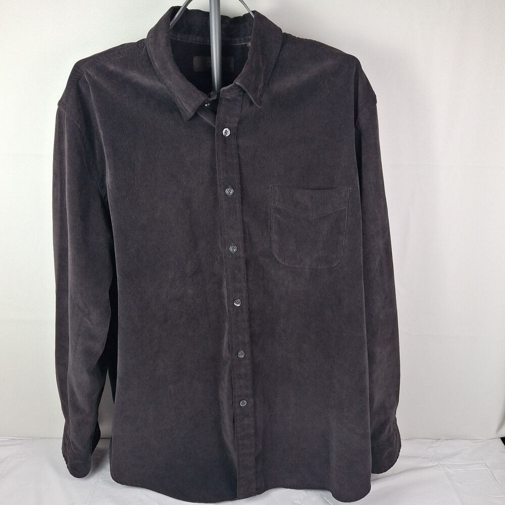 Tasso Elba Men's Dark Gray Corduroy Long Sleeve Button Up Shirt Size XXL